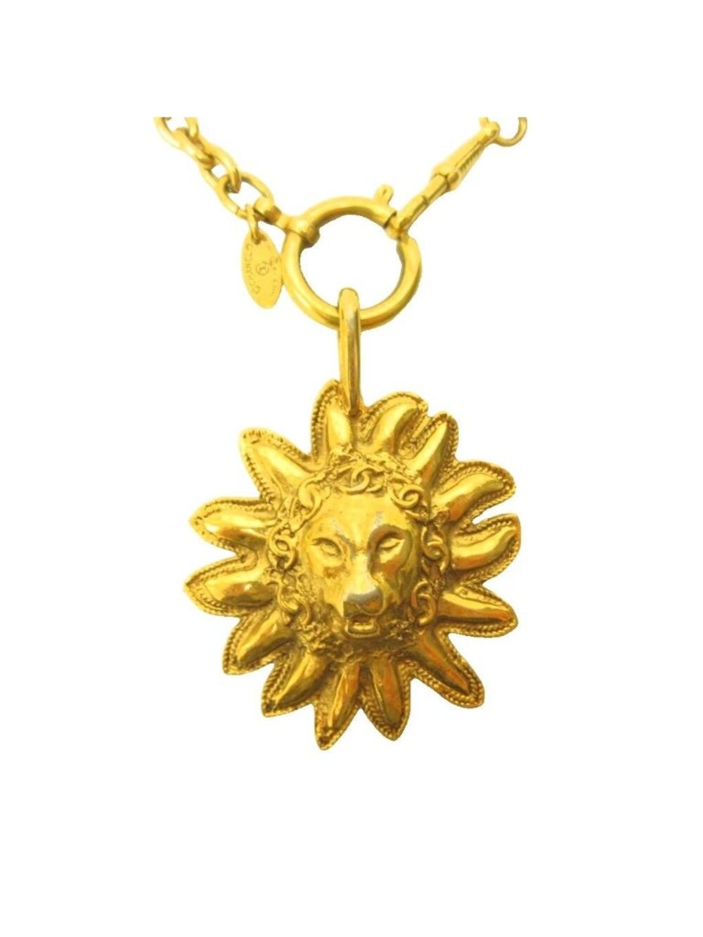 Chanel Long Pendant Chain Lion Gold Plated Necklace